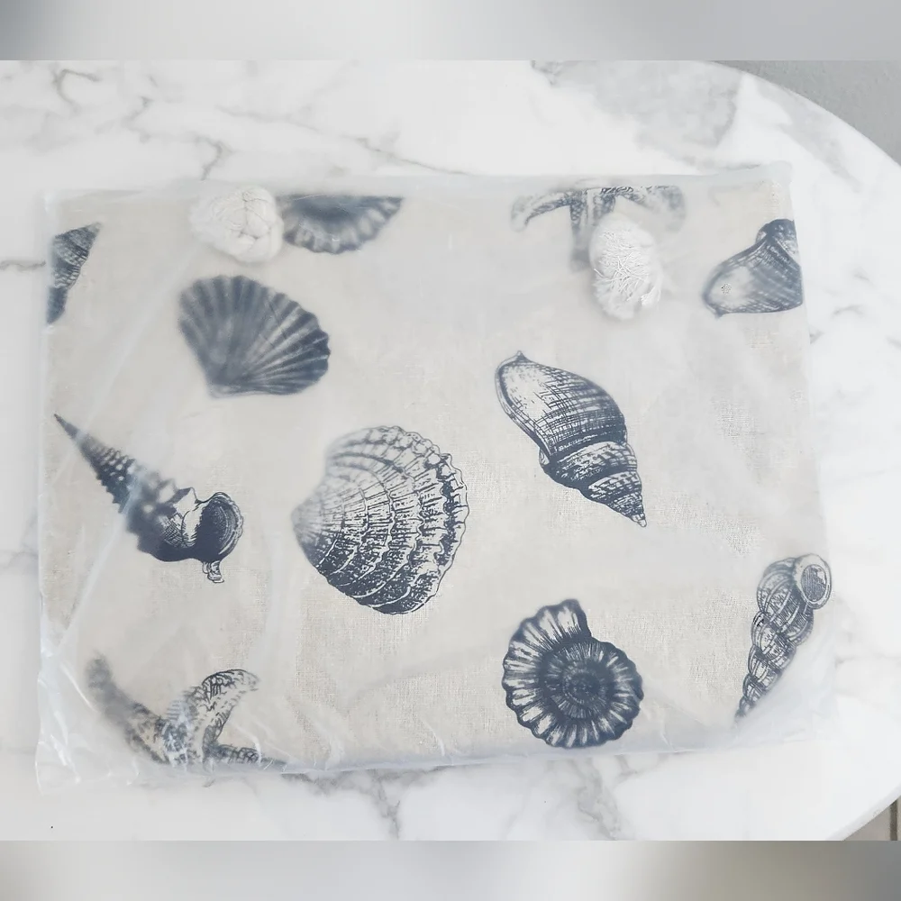 Womens Large Seashell Print Zipper Tote Bag - Picture 4 of 8